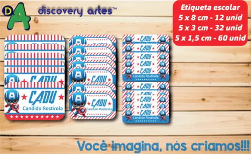 Etiqueta Escolar Capitão America (104 Etiquetas)