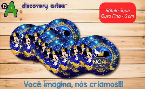 Rótulo Adesivo Água Ouro Fino Mickey Realeza