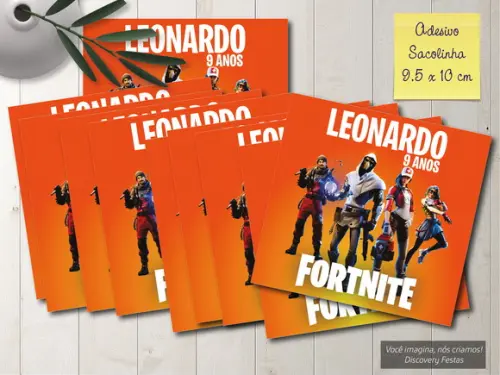 Rótulo Adesivo Sacolinha Fortnite