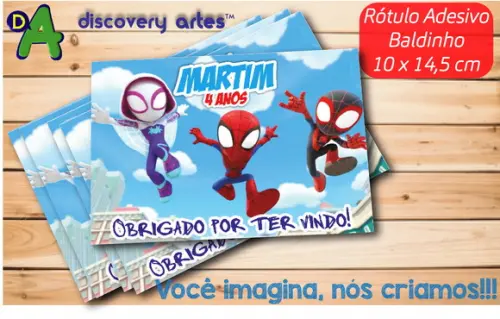 Rótulo Adesivo Baldinho Spidey e Seus Amigos