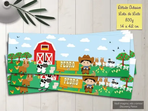 Rótulo Adesivo Lata de Leite Fazendinha (800g)