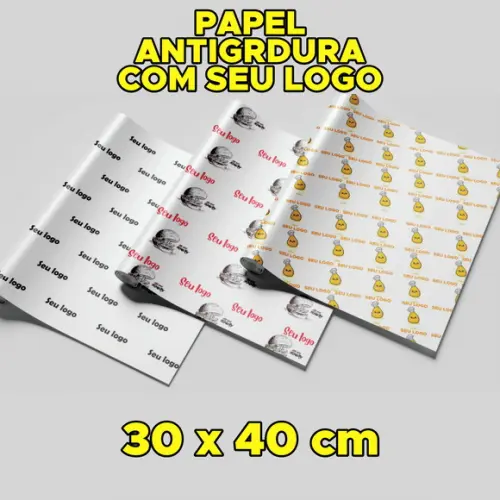 Papel Anti Gordura Personalizado com Logotipo (20 x 30 Cm)
