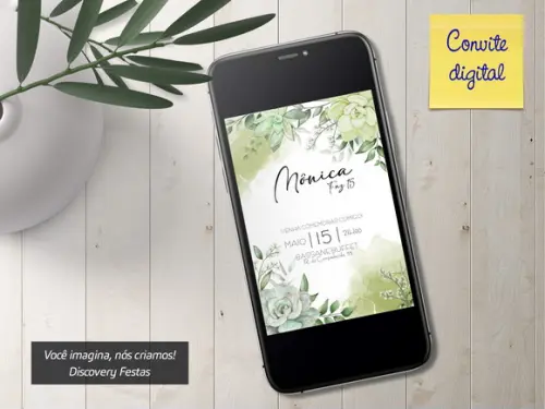 Convite Digital Debutante Floral Verde