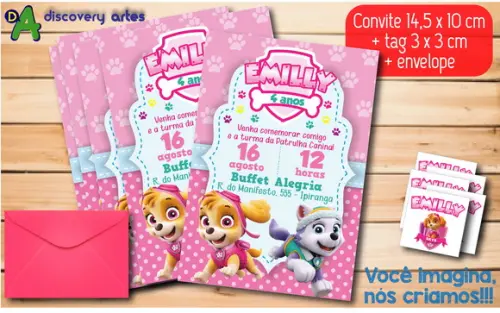 Convite Patrulha Canina Skye e Everest