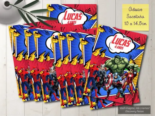 Rótulo Adesivo Sacola Super Herois