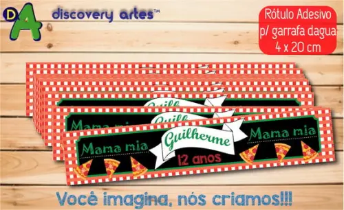 Rótulo Adesivo Garrafa D'água Pizza