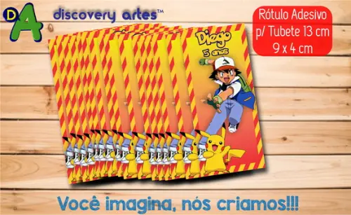 Rótulo Adesivo Tubete Pokemon
