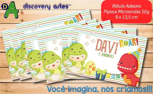 Rótulo Adesivo Pipoca de Microondas Dino Baby