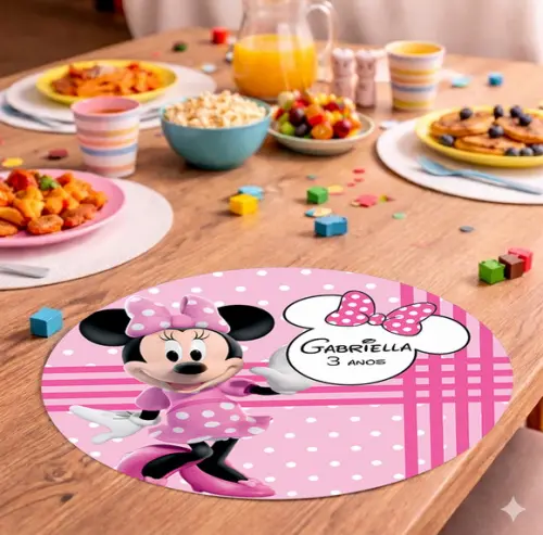 Sousplat Redondo Minnie Rosa (descartável)
