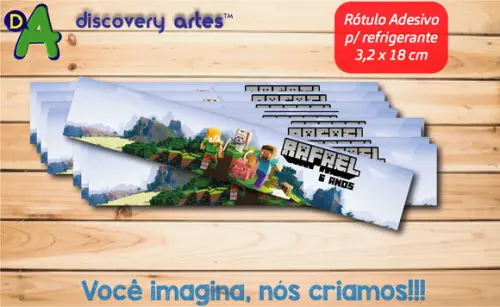 Rótulo Adesivo Refrigerante Minecraft