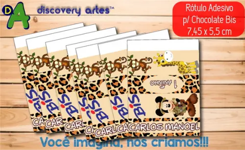 Rótulo Adesivo Chocolate Bis Mickey Safari