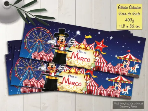 Rótulo Adesivo Lata de Leite (400g) Circo do Mickey