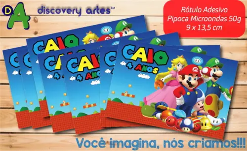 Rótulo Adesivo Pipoca de Microondas Super Mario Bros