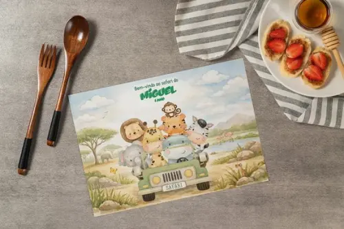 Jogo Americano Safari Aquarela (descartável)