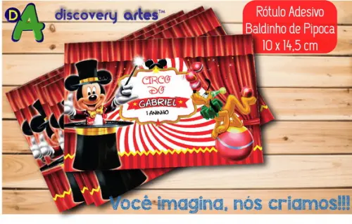 Rótulo Baldinho de Pipoca Circo do Mickey