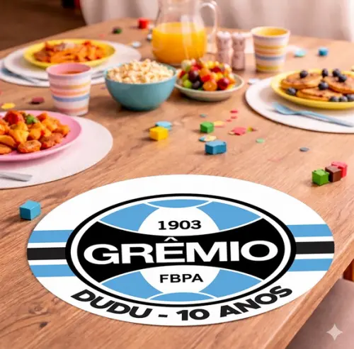 Sousplat Redondo Time de Futebol Gremio (descartável)