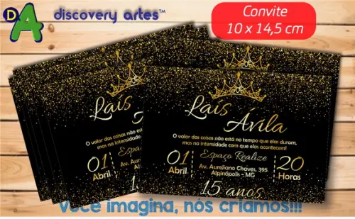 Convite Debutante Preto com Dourado