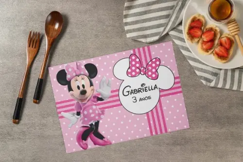 Jogo Americano Minnie Rosa (descartável)
