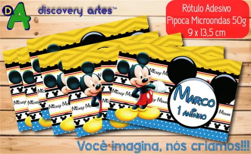 Rótulo Adesivo Pipoca de Microondas Mickey