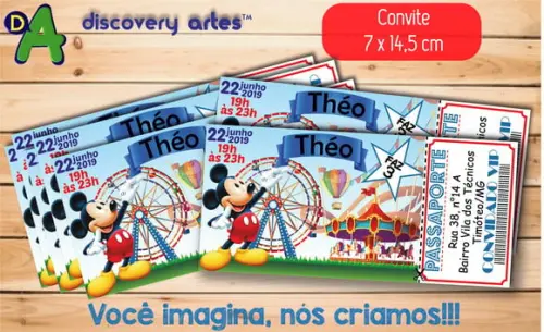 Convite Ingresso Parque do Mickey