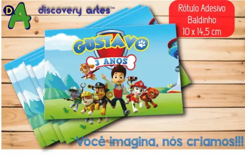 Rótulo Adesivo Baldinho de Pipoca Patrulha Canina
