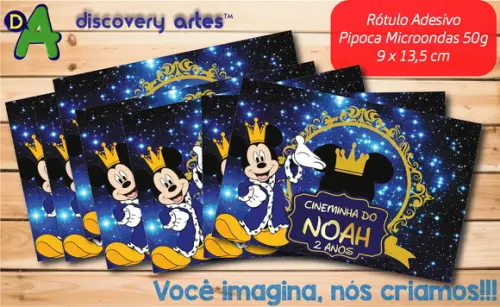 Rótulo Adesivo Pipoca de Microondas Mickey Realeza