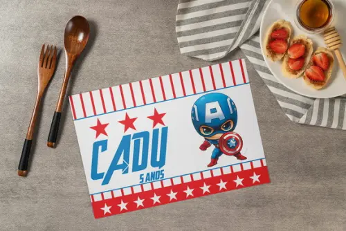 Jogo Americano Super Herói Capitão America (descartável)