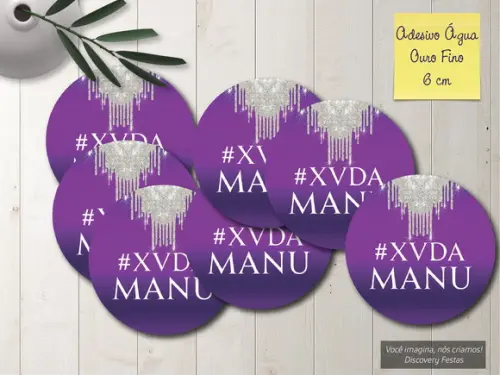 Rótulo Adesivo Água Ouro Fino Roxo