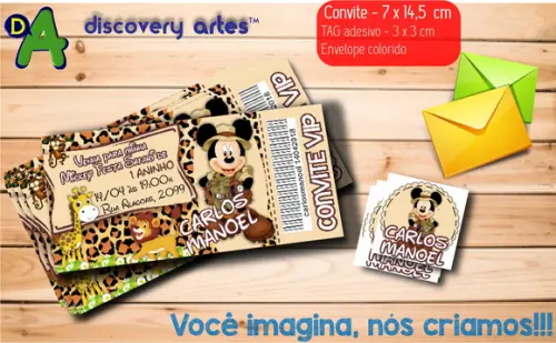Convite Ingresso Mickey Safari