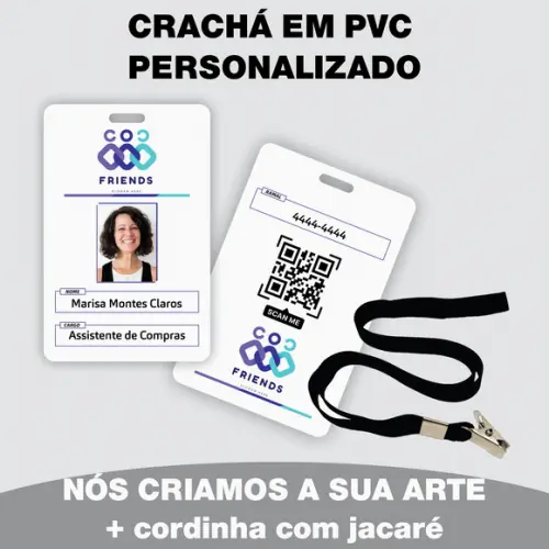 Crachá Personalizado em Pvc (frente e Verso - 5,5 x 8,5 Cm)
