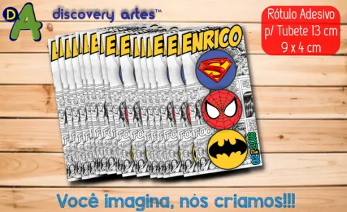 Rótulo Adesivo Tubete Super Herois