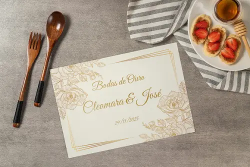 Jogo Americano Bodas de Ouro (descartável)