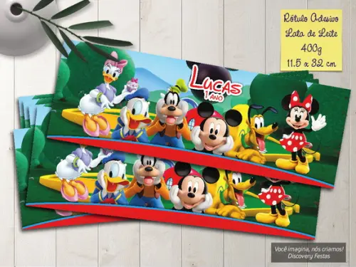 Rótulo Adesivo Lata de Leite 400g Turma do Mickey