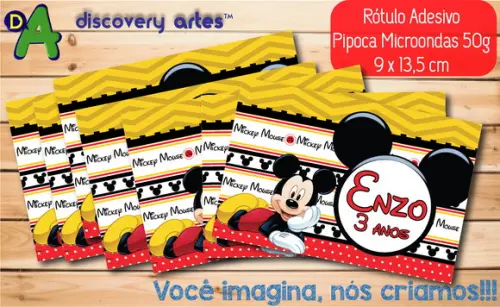 Rótulo Adesivo Pipoca de Microondas Mickey
