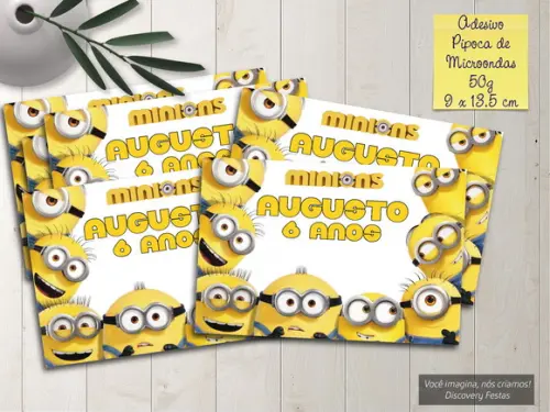 Rótulo Adesivo Pipoca de Microondas Minions