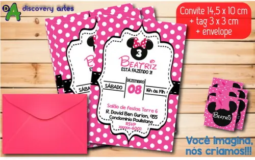 Convite Minnie Rosa