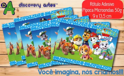 Rótulo Adesivo Pipoca de Microondas Patrulha Canina