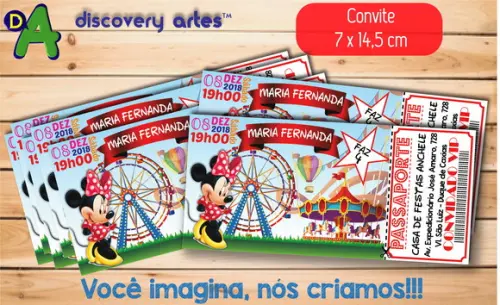 Convite Ingresso Parque da Minnie