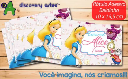 Rótulo Adesivo Baldinho Alice no País das Maravilhas