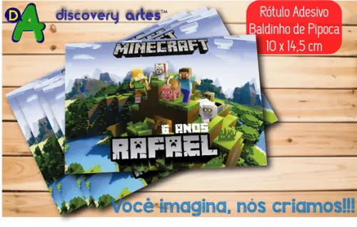 Rótulo Adesivo Baldinho Minecraft