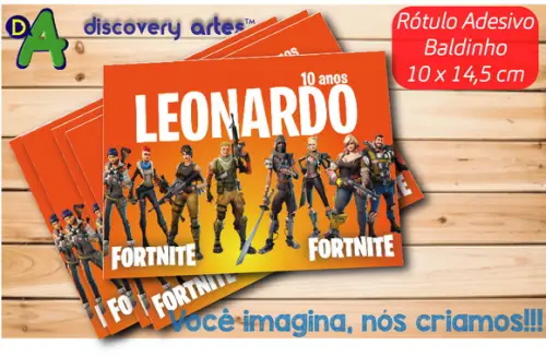 Rótulo Adesivo Baldinho Fortnite