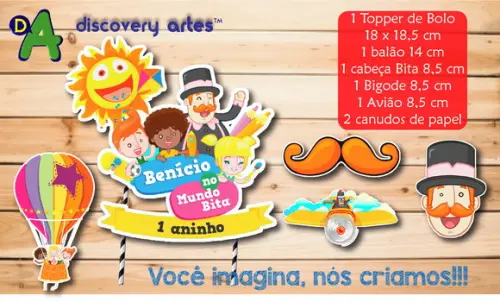 Topper de Bolo Mundo Bita