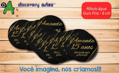 Rótulo Adesivo Água Ouro Fino Preto com Dourado