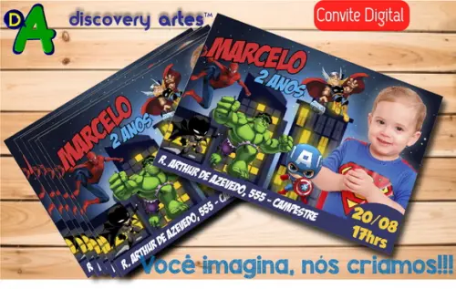 Convite Digital Super Herois COM FOTO