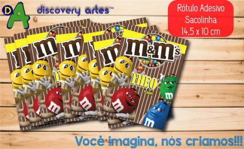 Rótulo Adesivo Sacola Tema M&m