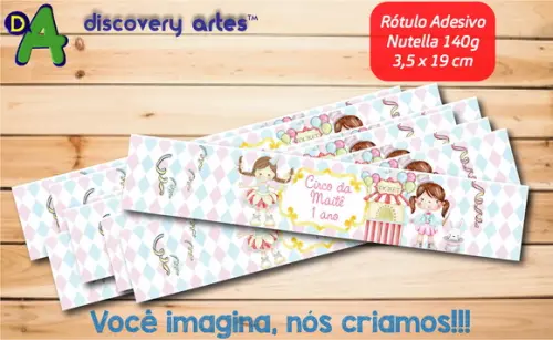 Rótulo Adesivo Nutella Circo Rosa Aquarela (140g)