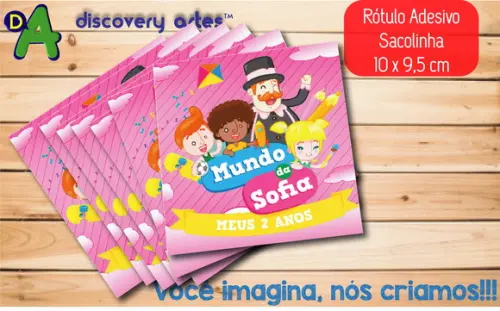 Rótulo Adesivo Sacola Mundo Bita Rosa