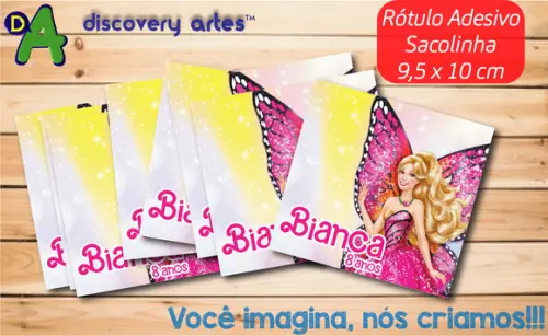 Rótulo Adesivo Sacolinha Barbie Butterfly