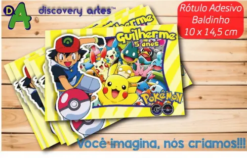 Rótulo Adesivo Baldinho Pokemon