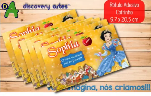 Rótulo Adesivo Cofrinho Branca de Neve